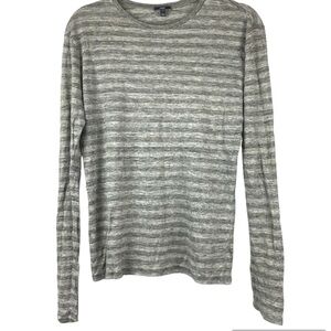 Vince Linen Womens Long Sleeve Striped Top